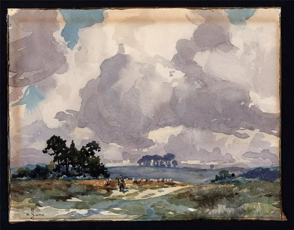 William Hyams (1878-1952) Watercolour Painting - Rural Landscape