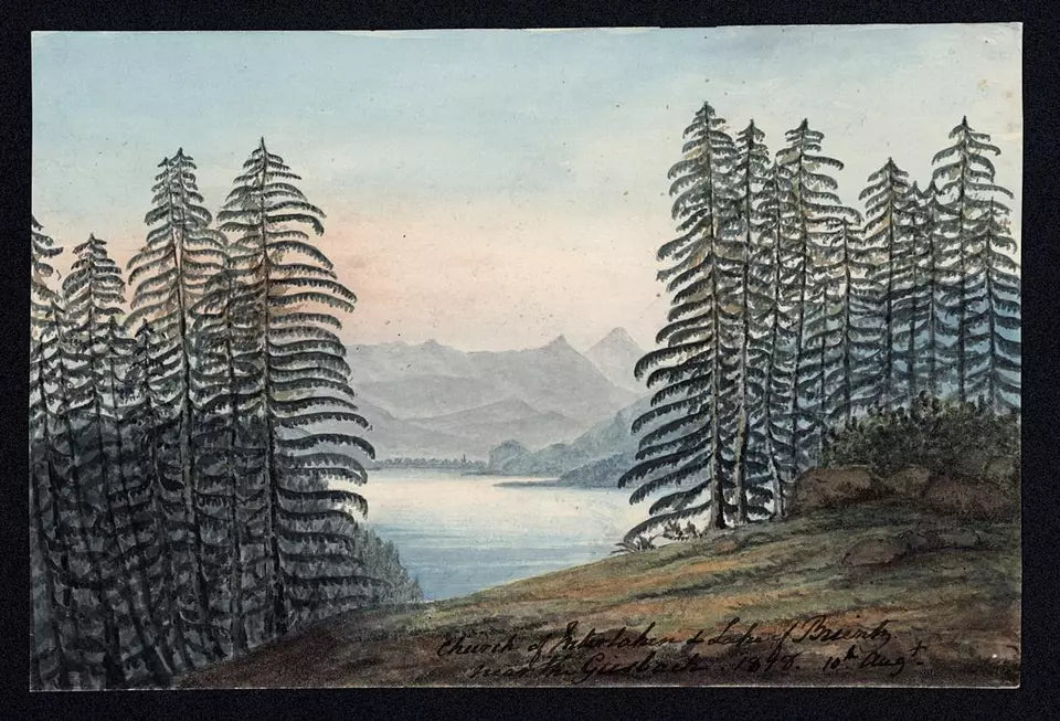 Elizabeth Campbell (1783-1861) Watercolour Painting - Church of Interlaken, Lake of Brienz Switzerland 1818