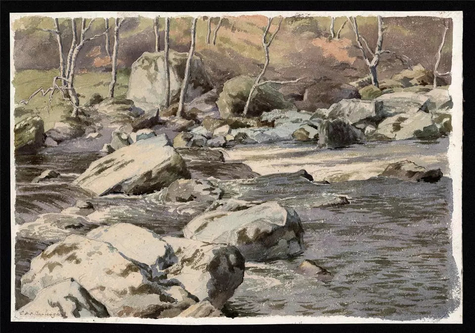 Charles Henry Harrison Burleigh (1869-1956) Watercolour Painting - Rocky River
