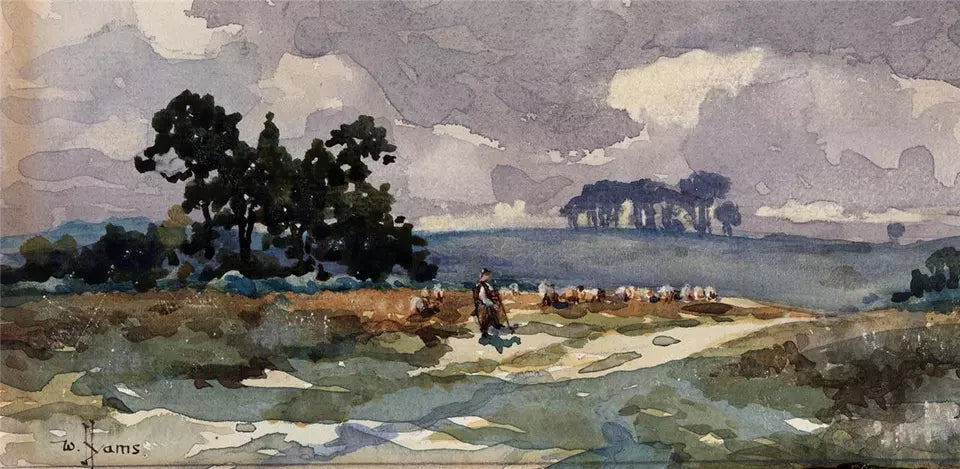 William Hyams (1878-1952) Watercolour Painting - Rural Landscape