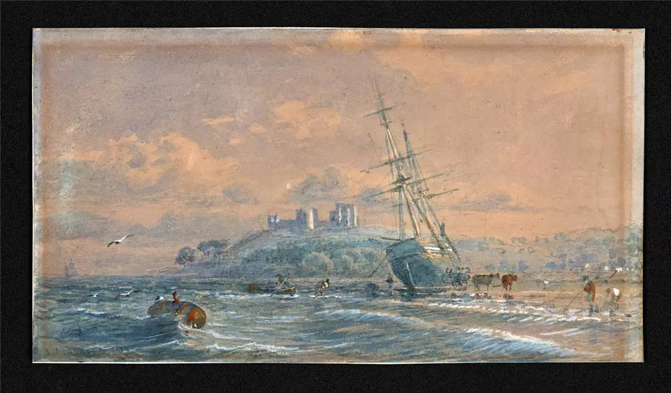 Samuel Phillips Jackson (1830-1904) - Watercolour Painting - Castle On Coastline