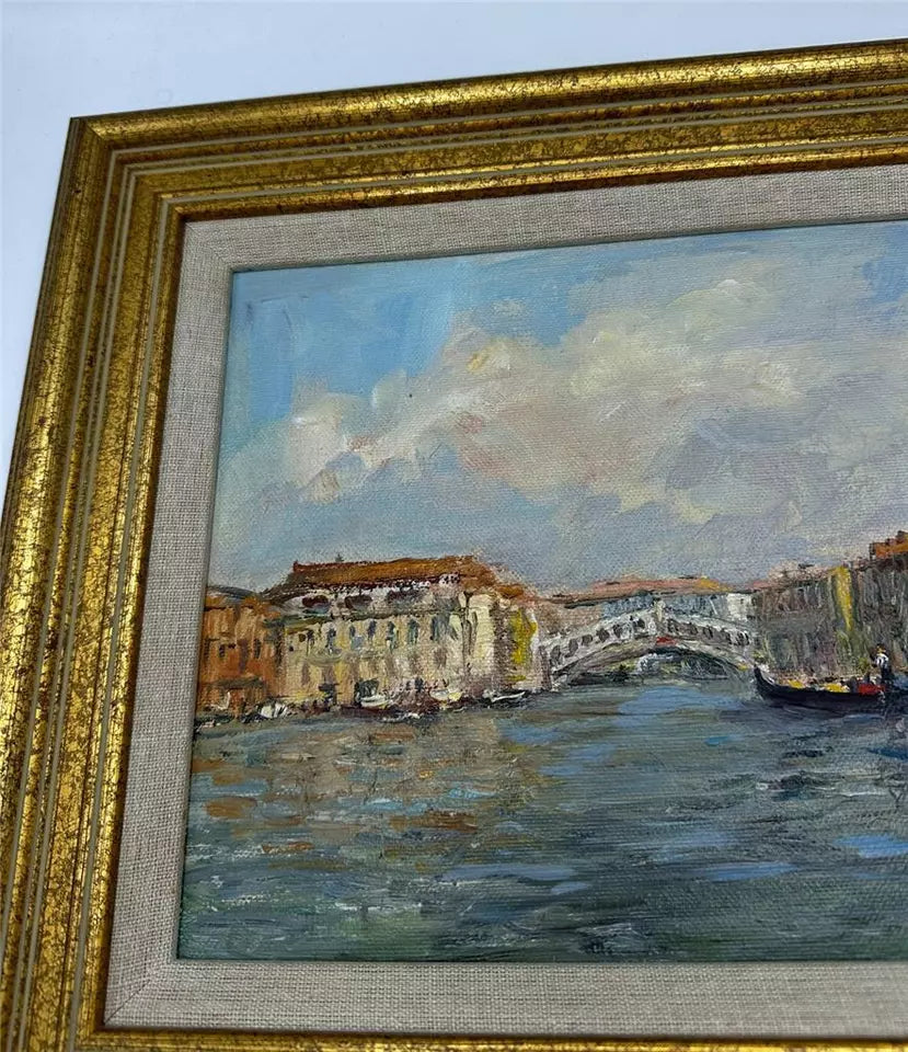 Phyllis May Morgans - Oil Painting - Grand Canal & Rialto Bridge Venice Italy