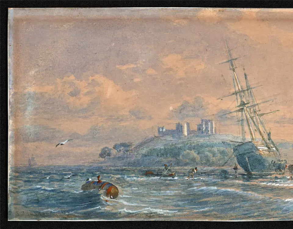 Samuel Phillips Jackson (1830-1904) - Watercolour Painting - Castle On Coastline
