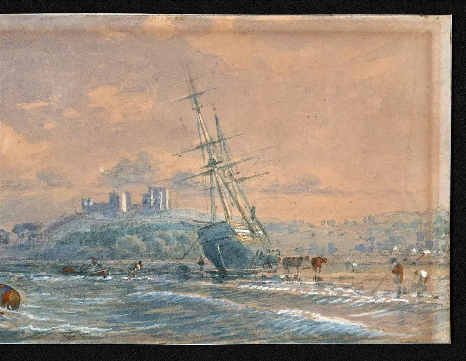 Samuel Phillips Jackson (1830-1904) - Watercolour Painting - Castle On Coastline