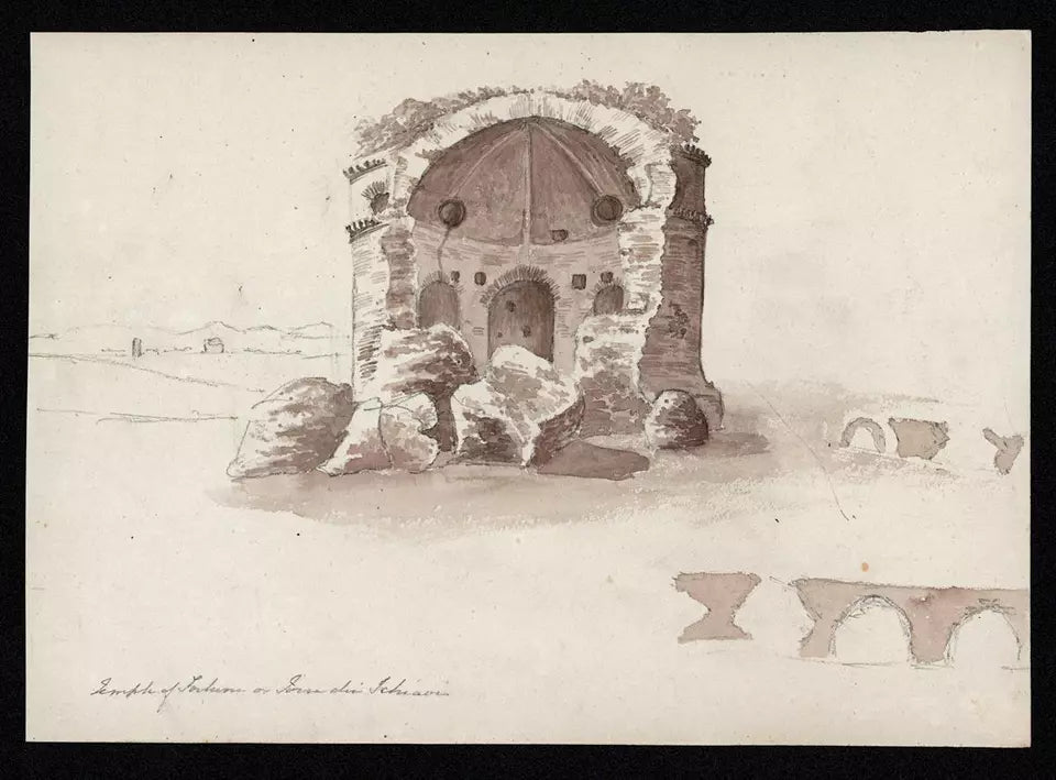 Elizabeth Campbell (1783-1861) Watercolour Painting - Temple Of Fortuna Italy