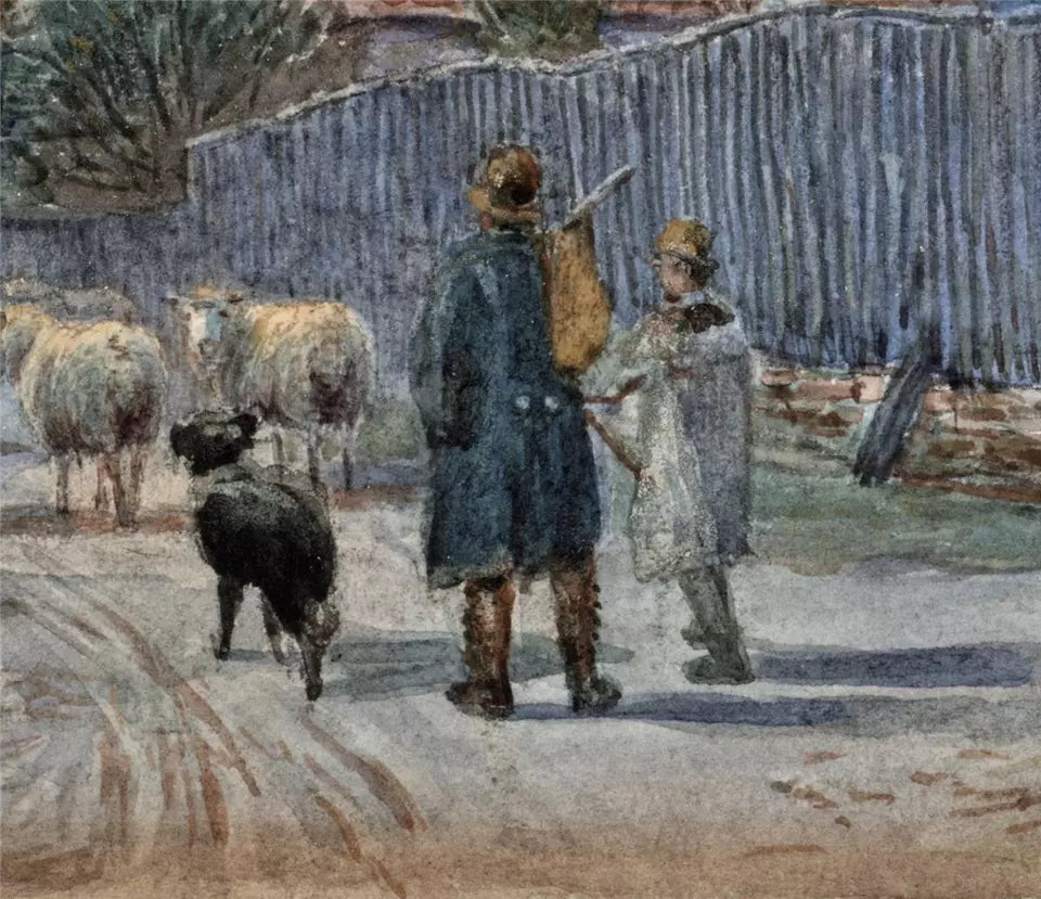 John MacPherson (fl.1858-1891) Watercolour Painting - Sheep In Village Landscape