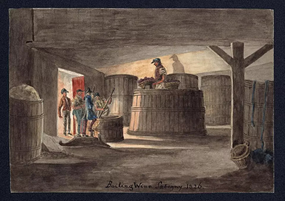 Elizabeth Campbell (1783-1861) Watercolour Painting - Boiling Wine, Satigny, Switzerland 1826
