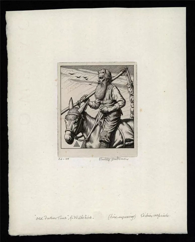 Stanley Anderson (1884-1966) Line-engraving - Old Father Time', Of Wiltshire