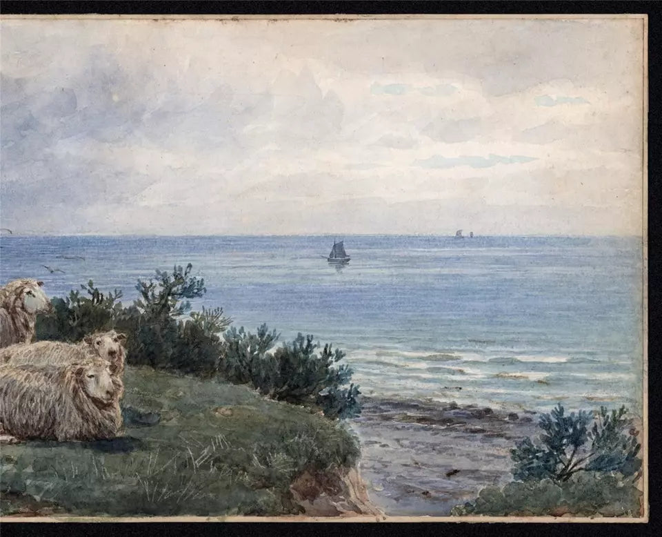 John MacPherson (fl.1858-1891) Watercolour Painting - Sheep In Coastal Landscape