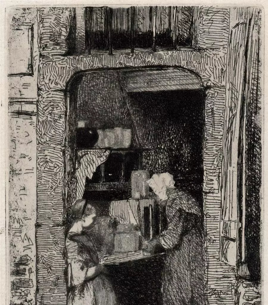 James Abbott McNeill Whistler - Antique Etching - La Marchande de Moutarde 1858