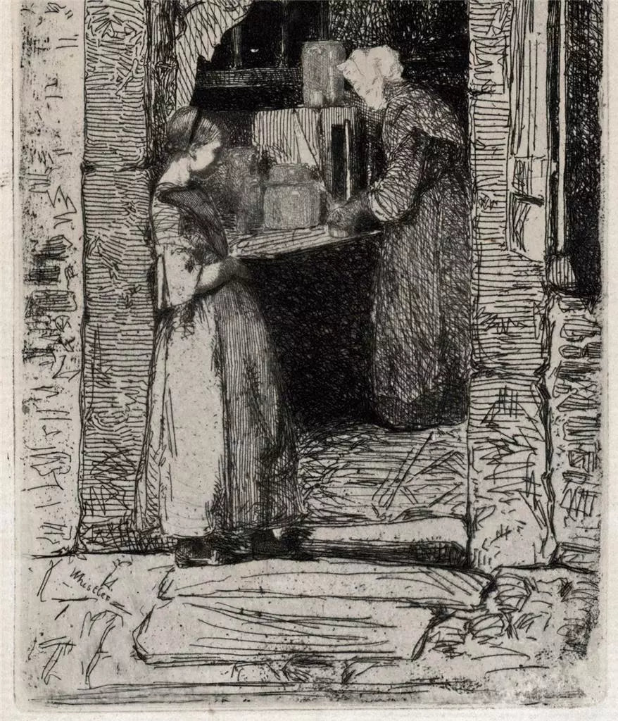 James Abbott McNeill Whistler - Antique Etching - La Marchande de Moutarde 1858