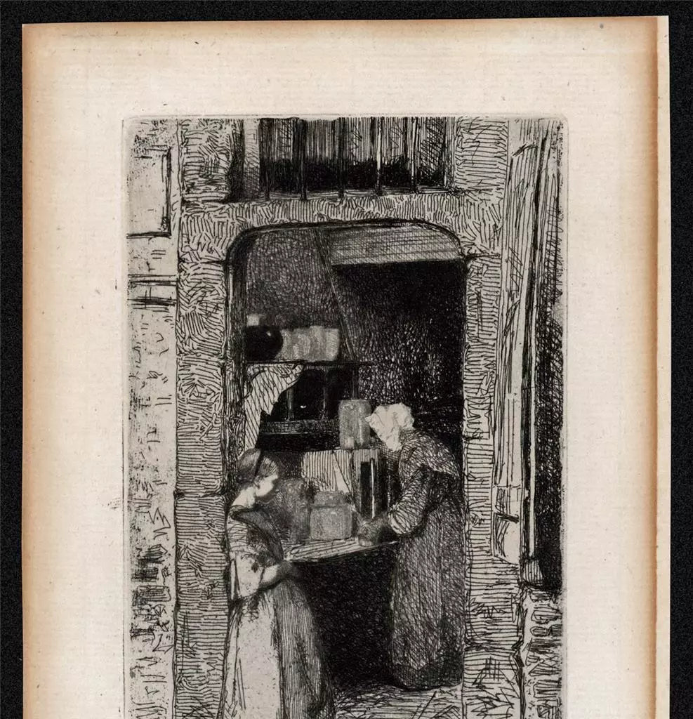 James Abbott McNeill Whistler - Antique Etching - La Marchande de Moutarde 1858