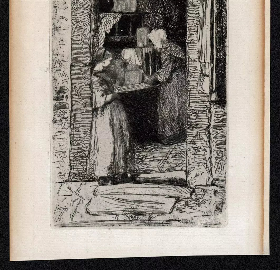James Abbott McNeill Whistler - Antique Etching - La Marchande de Moutarde 1858