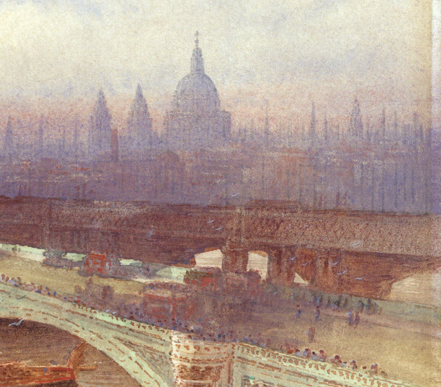 Frederick Edward Joseph Goff (1855-1931) Watercolour Painting - Blackfriars, London - River Thames