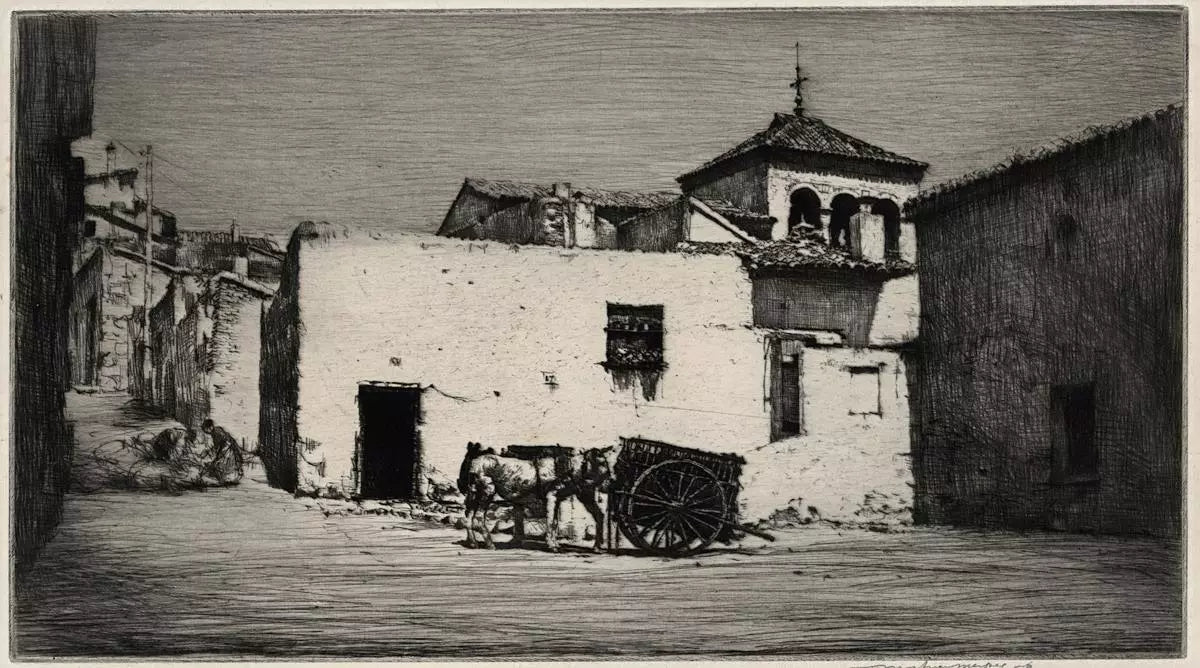 Mortimer Luddington Menpes (1855-1938) Pencil Signed Etching - Horses & Cart In Landscape