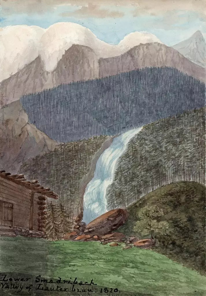 Elizabeth Campbell (1783-1861) Watercolour Painting - Lower Smadribach, Valley of Lauterbrunnen Switzerland 1820