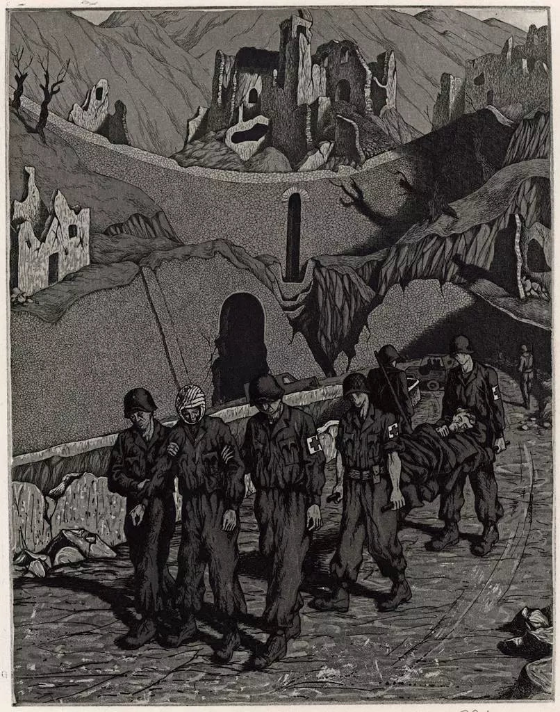 Rudolph Carl Von Ripper (1905-1960) - Pencil Signed Etching - World War Two Scene 1946 – WW2