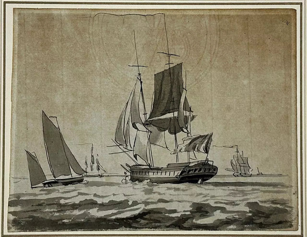 William Anderson (1757-1837) Watercolour Painting - Ships & Boats At Sea