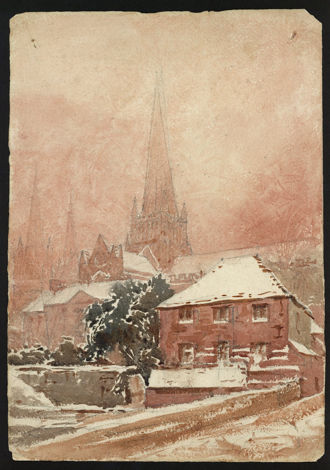 John Louis Petit (1801-1868) Watercolour Painting - Lichfield Staffordshire 19th Century