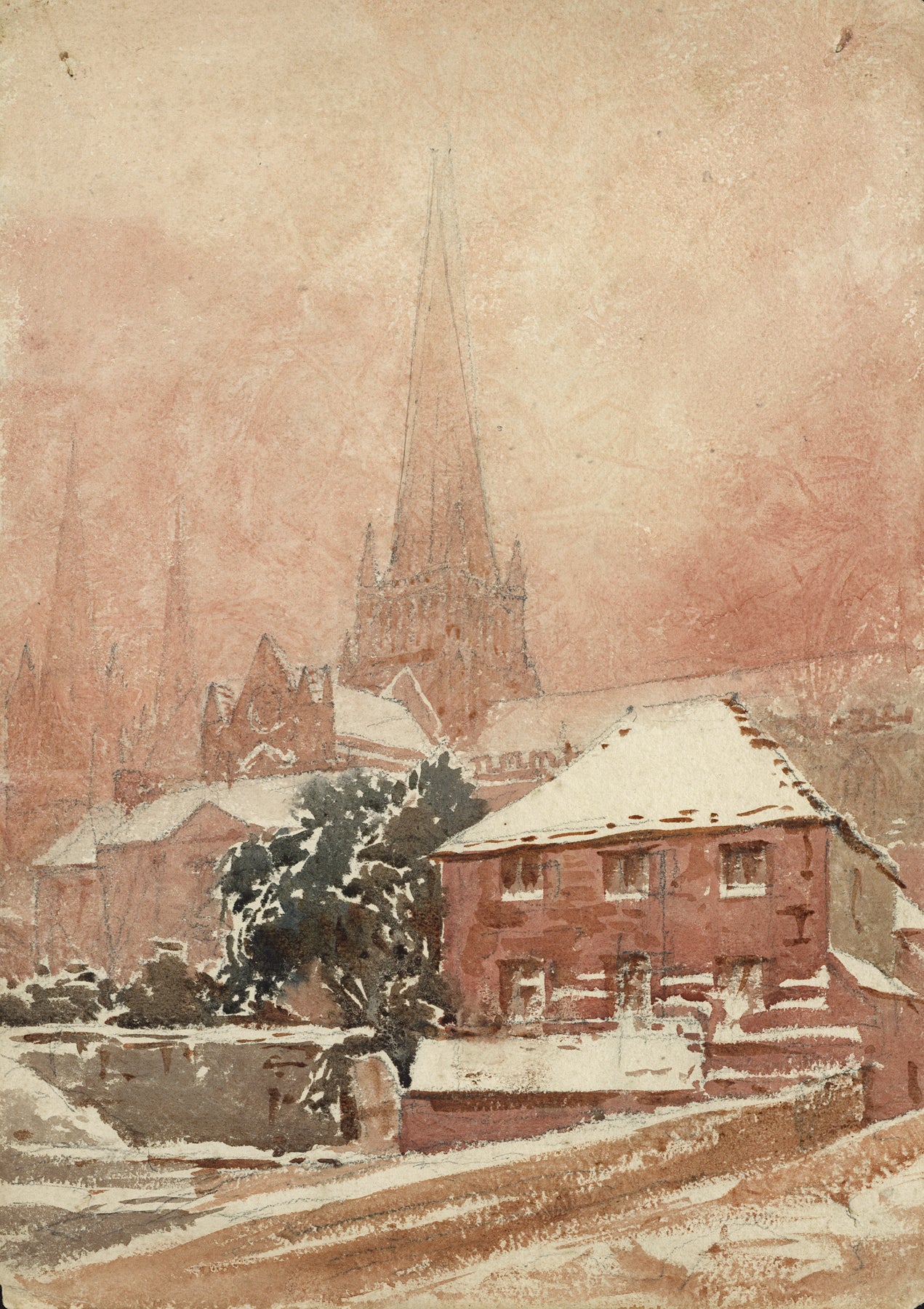 John Louis Petit (1801-1868) Watercolour Painting - Lichfield Staffordshire 19th Century