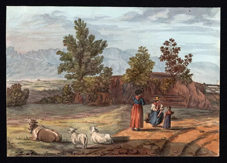Elizabeth Campbell (1783-1861) Watercolour Painting - Pregny-Chambesy, Near Geneva, Switzerland 1824