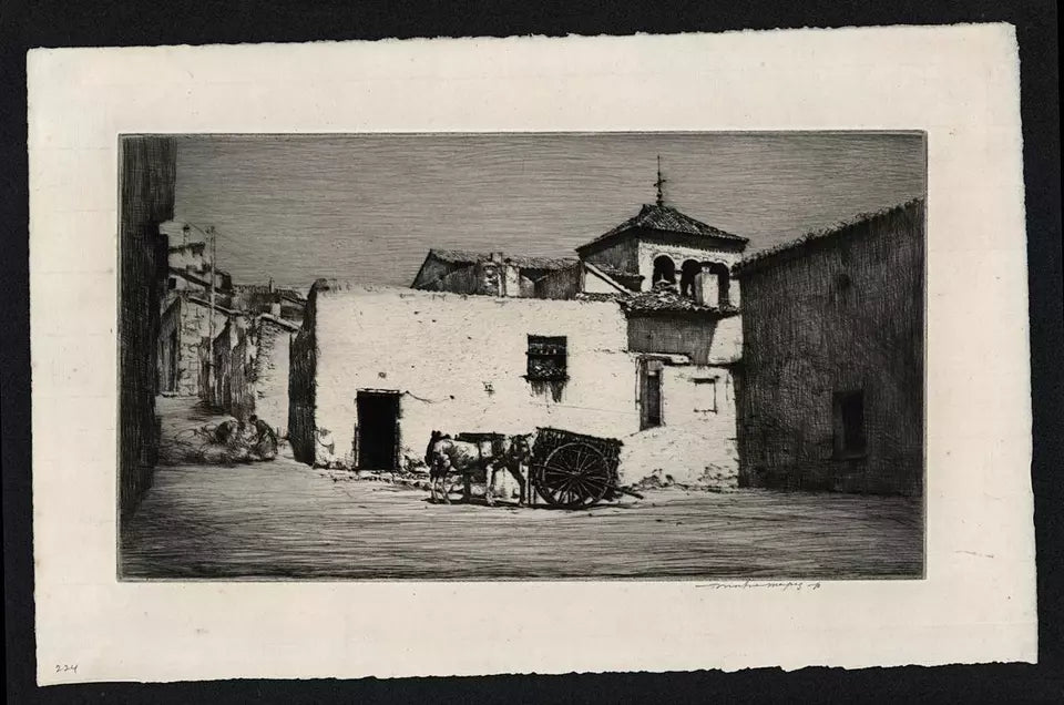Mortimer Luddington Menpes (1855-1938) Pencil Signed Etching - Horses & Cart In Landscape