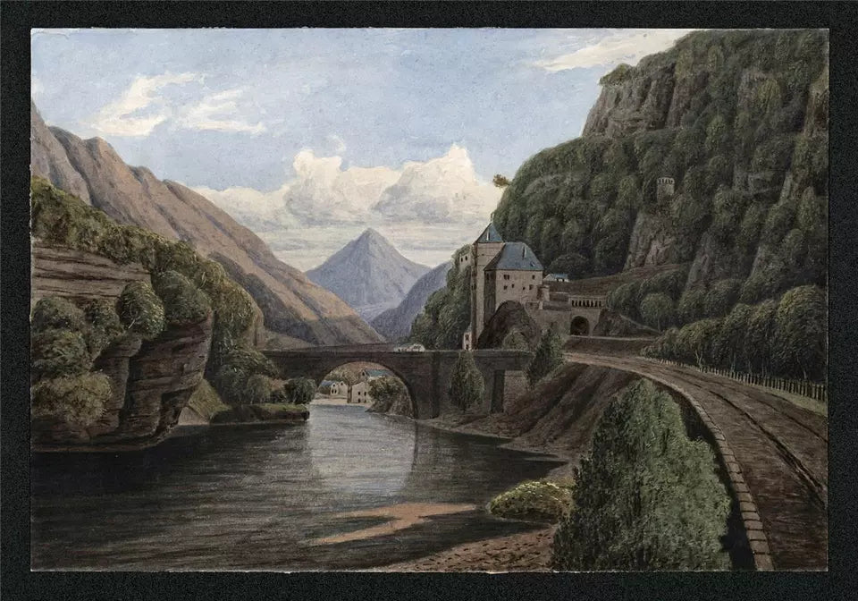 Saint-Maurice Switzerland - Watercolour Painting - 19th Century - Grand Tour
