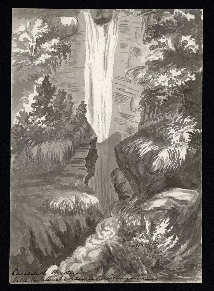 Elizabeth Campbell (1783-1861) - Watercolour Painting - Cascade de Chede, Chamonix France