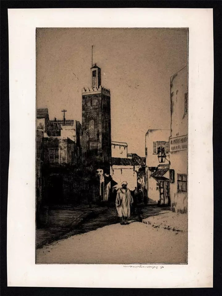 Mortimer Luddington Menpes - Signed Etching - Man In A Street, Cairo Egypt