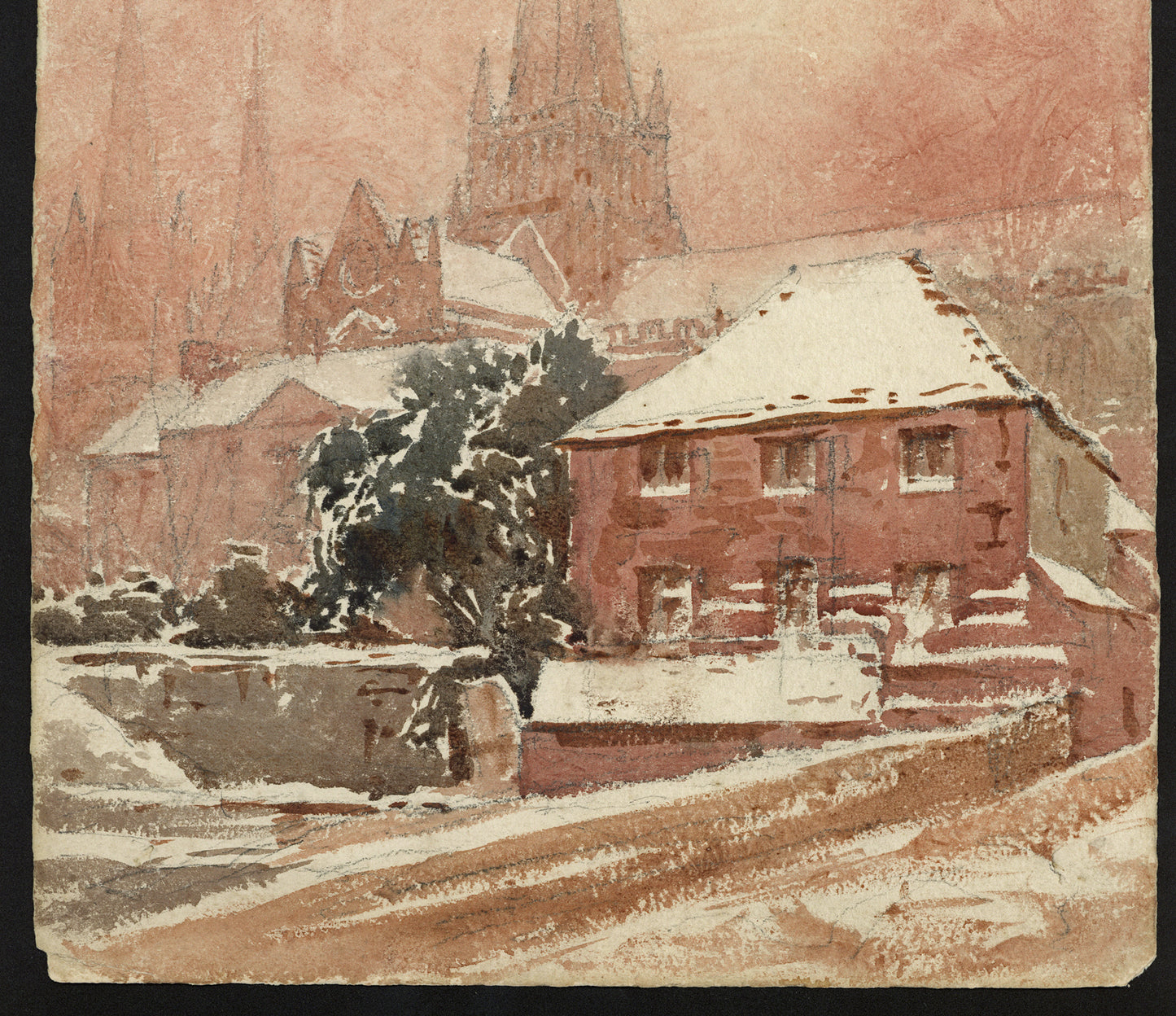 John Louis Petit (1801-1868) Watercolour Painting - Lichfield Staffordshire 19th Century