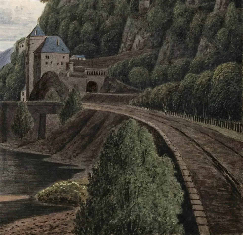 Saint-Maurice Switzerland - Watercolour Painting - 19th Century - Grand Tour