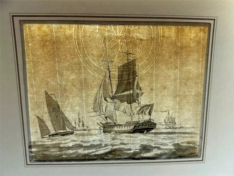 William Anderson (1757-1837) Watercolour Painting - Ships & Boats At Sea