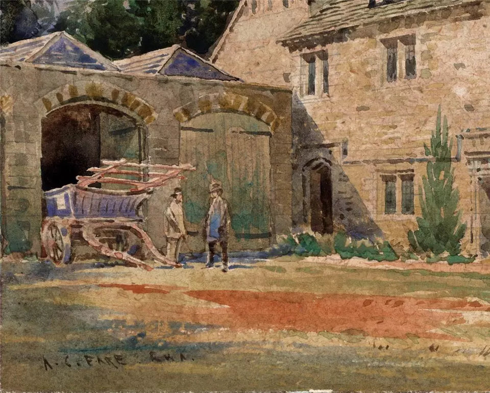 Arthur Charles Fare (1876-1958) Watercolour Painting - The Stables Lacock Abbey
