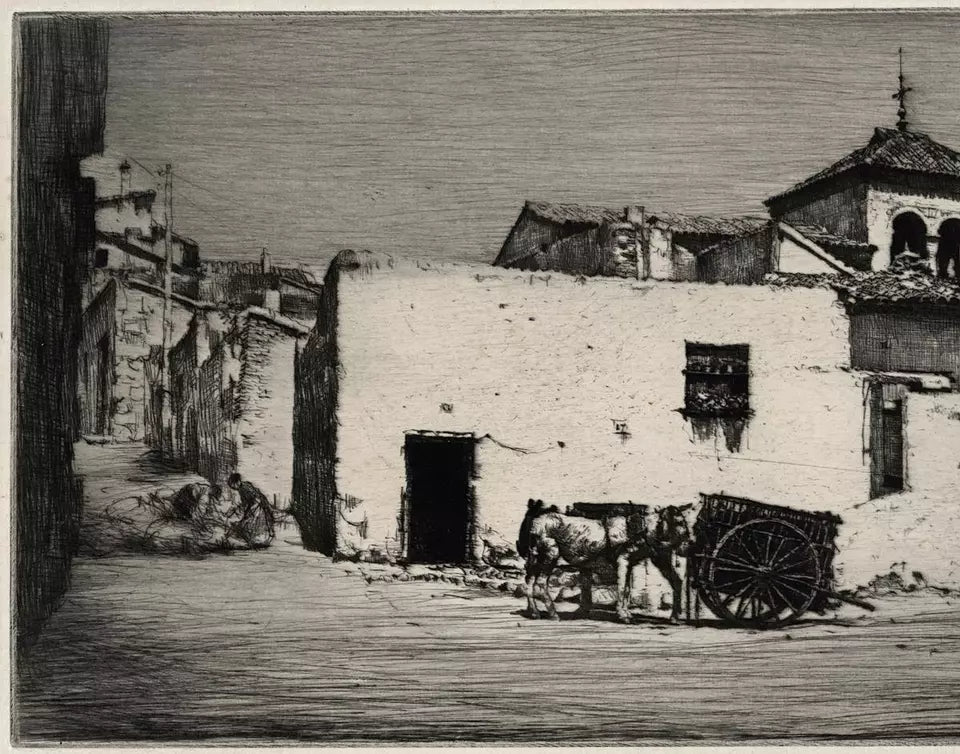 Mortimer Luddington Menpes (1855-1938) Pencil Signed Etching - Horses & Cart In Landscape