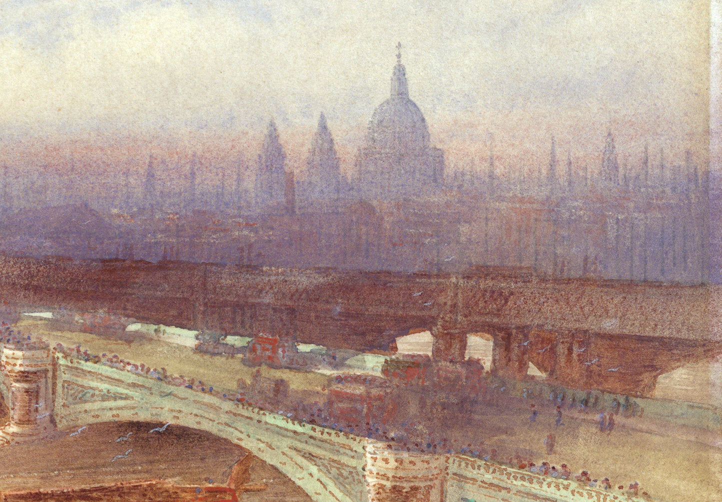 Frederick Edward Joseph Goff (1855-1931) Watercolour Painting - Blackfriars, London - River Thames
