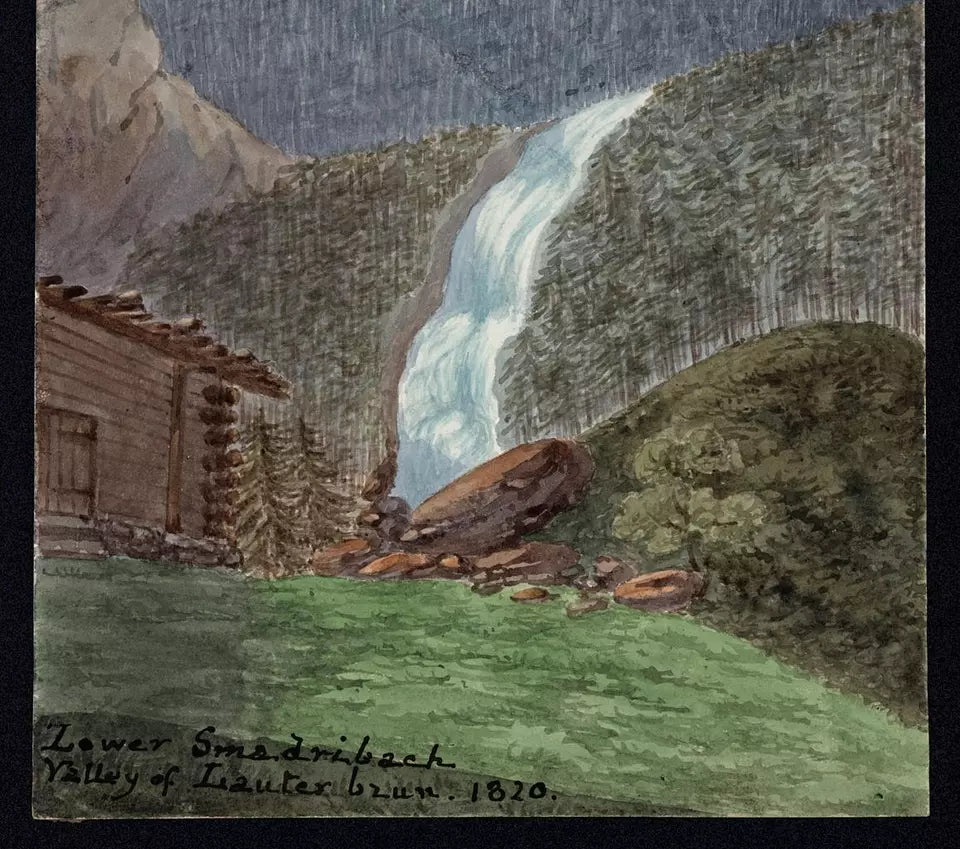 Elizabeth Campbell (1783-1861) Watercolour Painting - Lower Smadribach, Valley of Lauterbrunnen Switzerland 1820