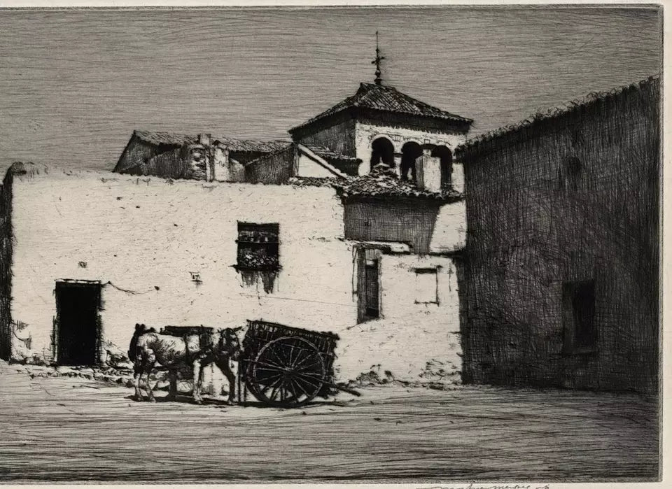 Mortimer Luddington Menpes (1855-1938) Pencil Signed Etching - Horses & Cart In Landscape