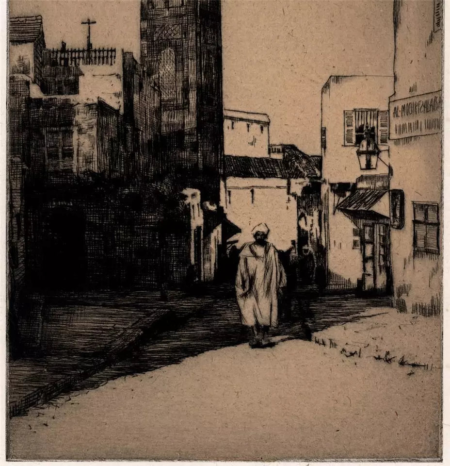 Mortimer Luddington Menpes - Signed Etching - Man In A Street, Cairo Egypt