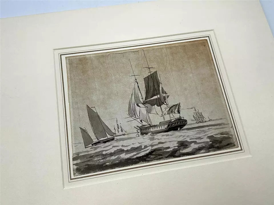 William Anderson (1757-1837) Watercolour Painting - Ships & Boats At Sea