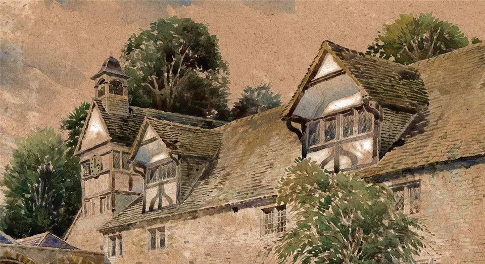 Arthur Charles Fare (1876-1958) Watercolour Painting - The Stables Lacock Abbey