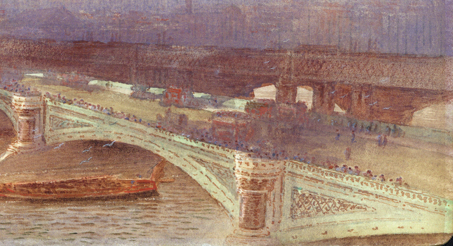 Frederick Edward Joseph Goff (1855-1931) Watercolour Painting - Blackfriars, London - River Thames