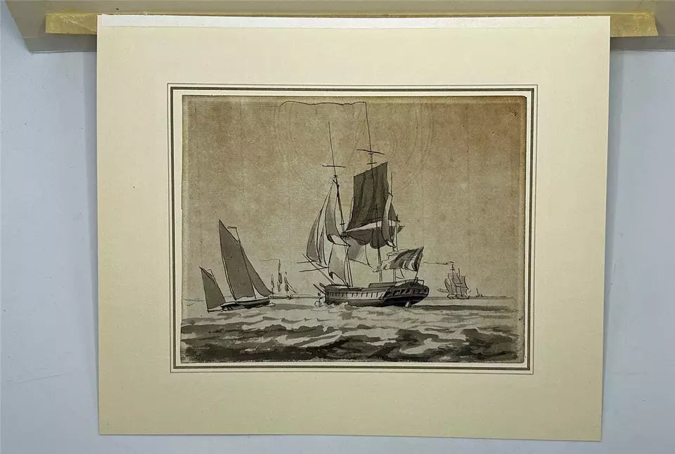 William Anderson (1757-1837) Watercolour Painting - Ships & Boats At Sea