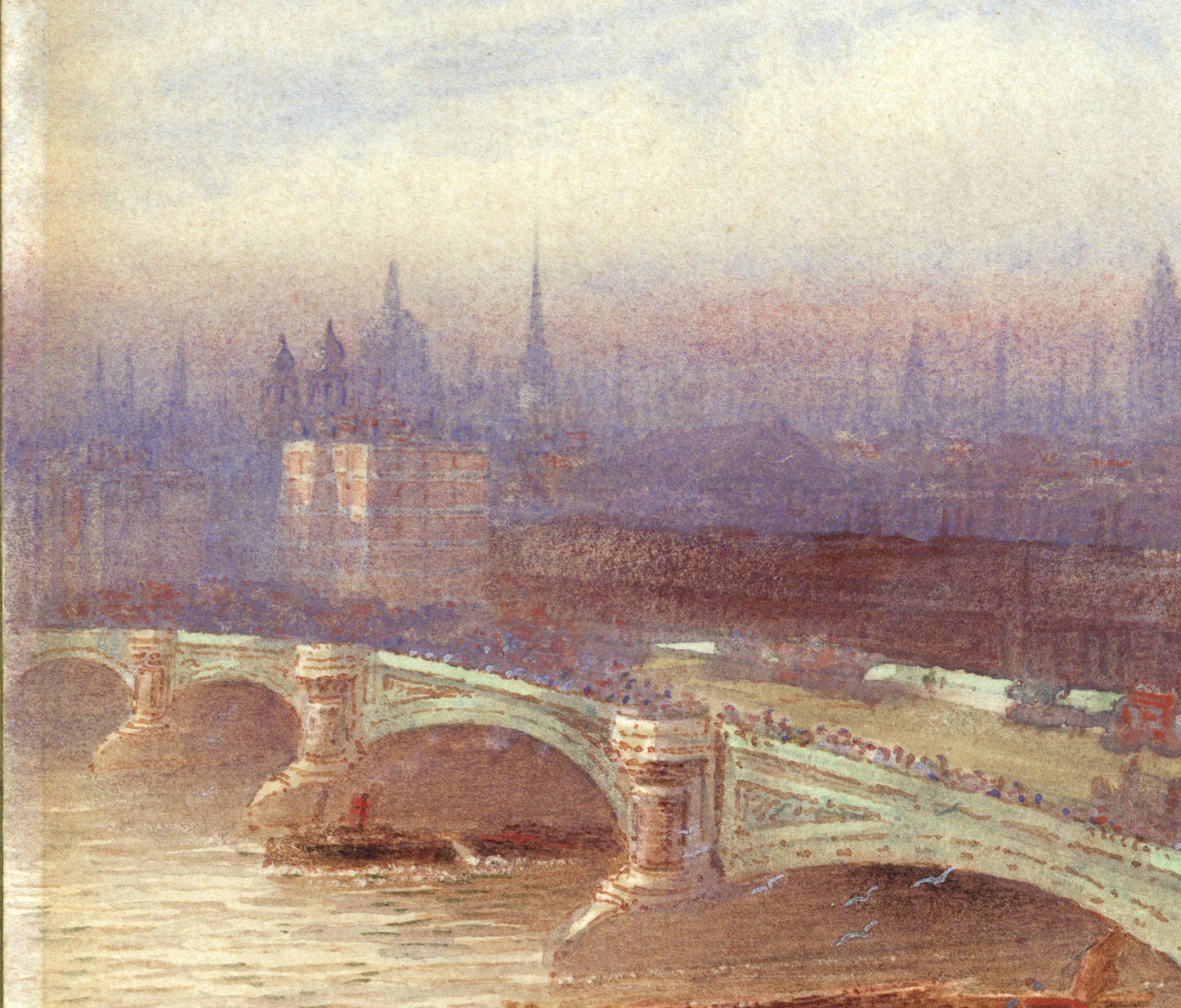 Frederick Edward Joseph Goff (1855-1931) Watercolour Painting - Blackfriars, London - River Thames