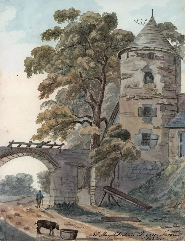 Elizabeth Campbell (1783-1861) Watercolour Painting - Chateau, Savoie France 1822