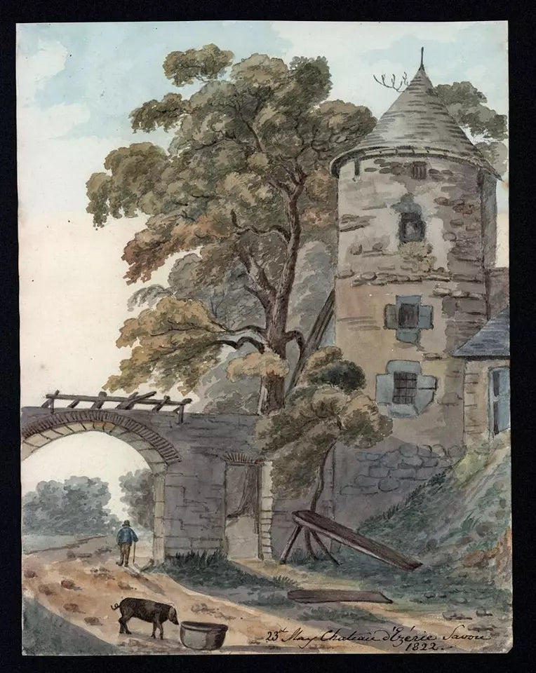 Elizabeth Campbell (1783-1861) Watercolour Painting - Chateau, Savoie France 1822