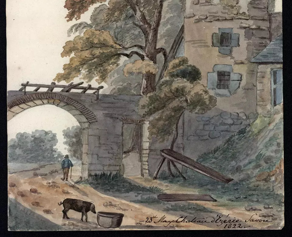 Elizabeth Campbell (1783-1861) Watercolour Painting - Chateau, Savoie France 1822