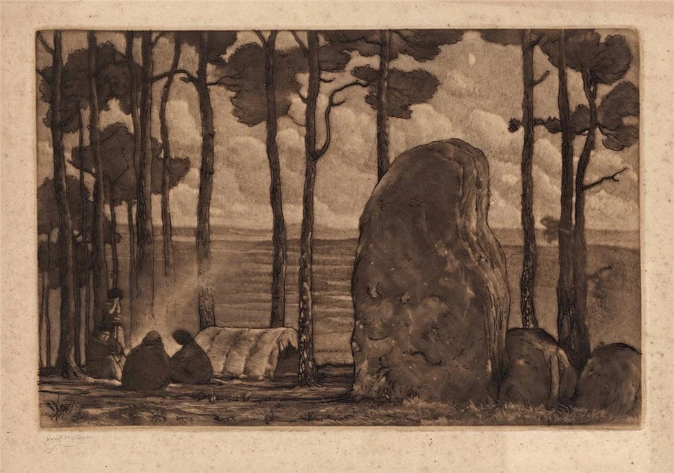 David Waterson Pencil Signed Mezzotint Standing Stone Kirriemuir Scotland