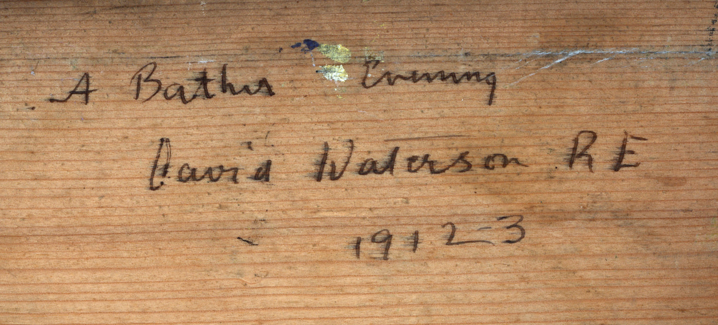 David Waterson (1870-1954) Oil Painting - A Bather - Evening Landscape Scotland 1912