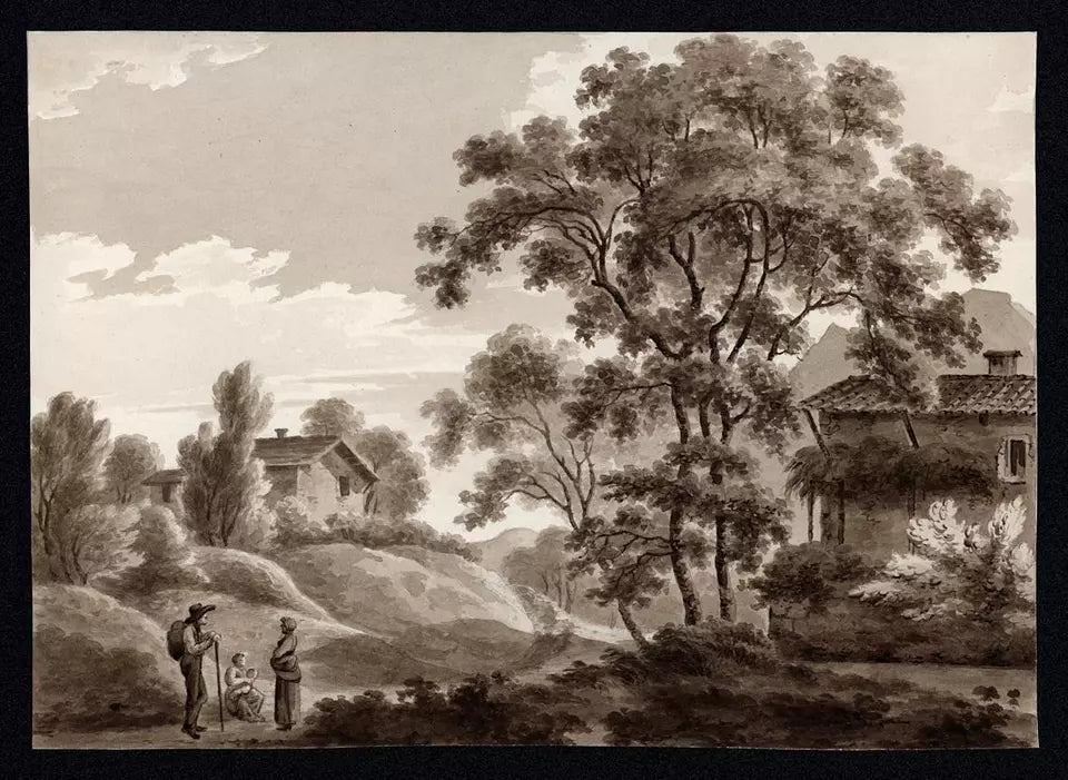 Elizabeth Campbell (1783-1861) Watercolour Painting - Figures In Mountain Landscape