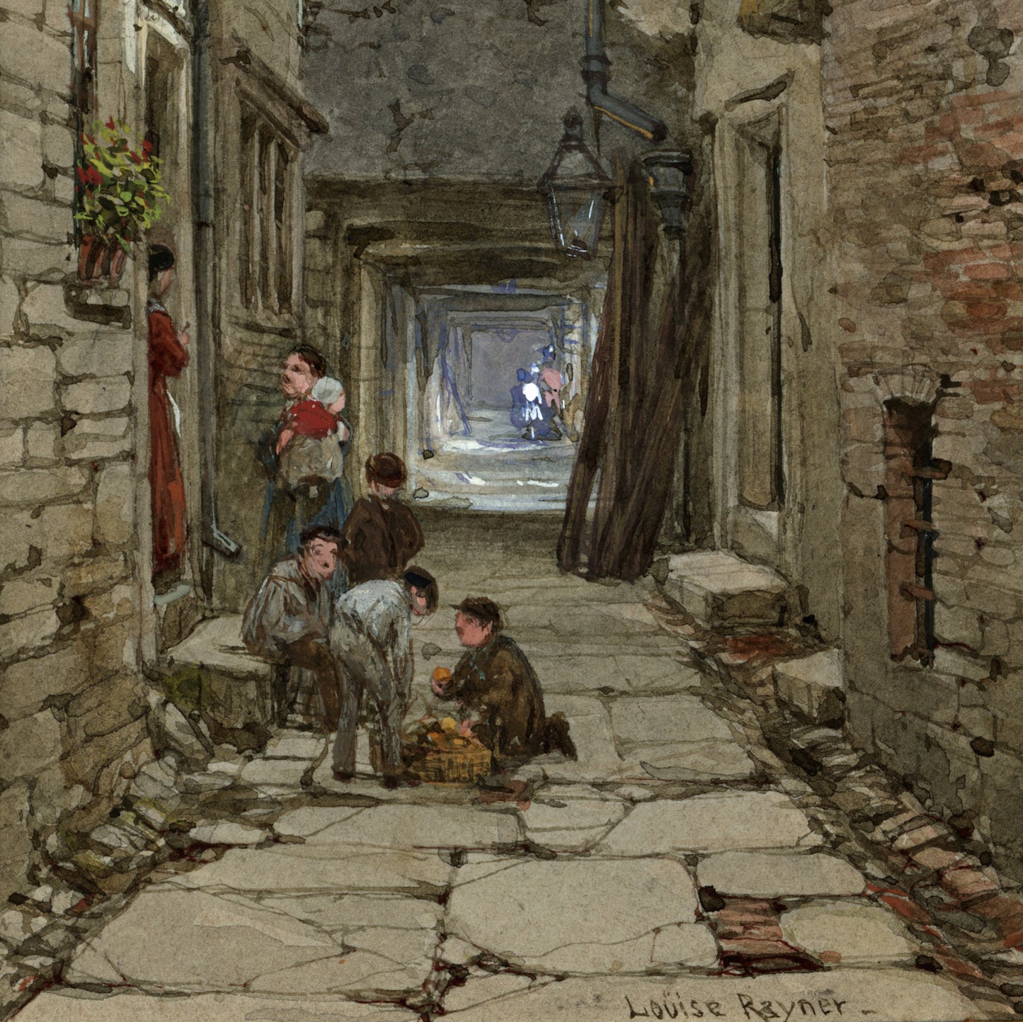 Louise Rayner (1832-1924) - Watercolour Painting - Eastgate Row North, Chester